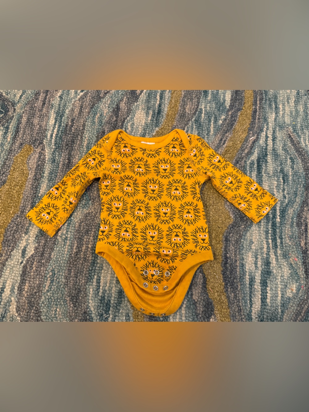 Hanna Andersson Yellow Lion Print Baby Bodysuit 3-6M